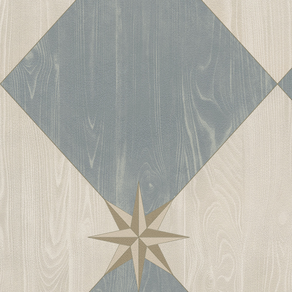 Vintage Vinyl Rug - Compass Diamond - Garden Fountain