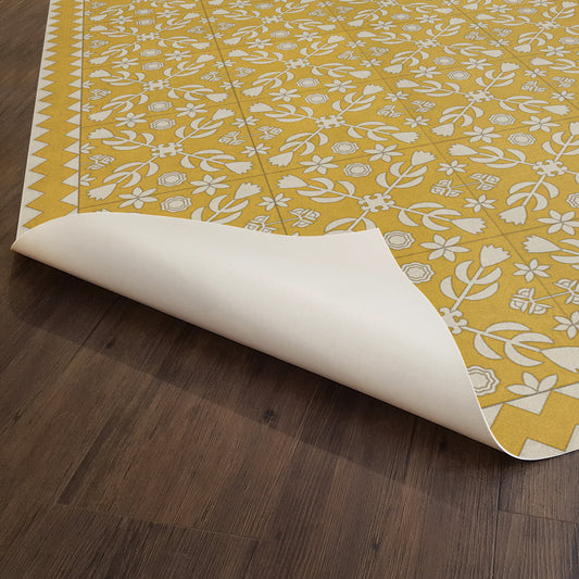 Vintage Vinyl Rug - Floral Quilt - Autumn Moonlight