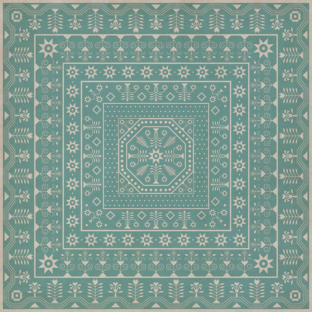Vintage Vinyl Rug - Embroidery - A Rain of Melody