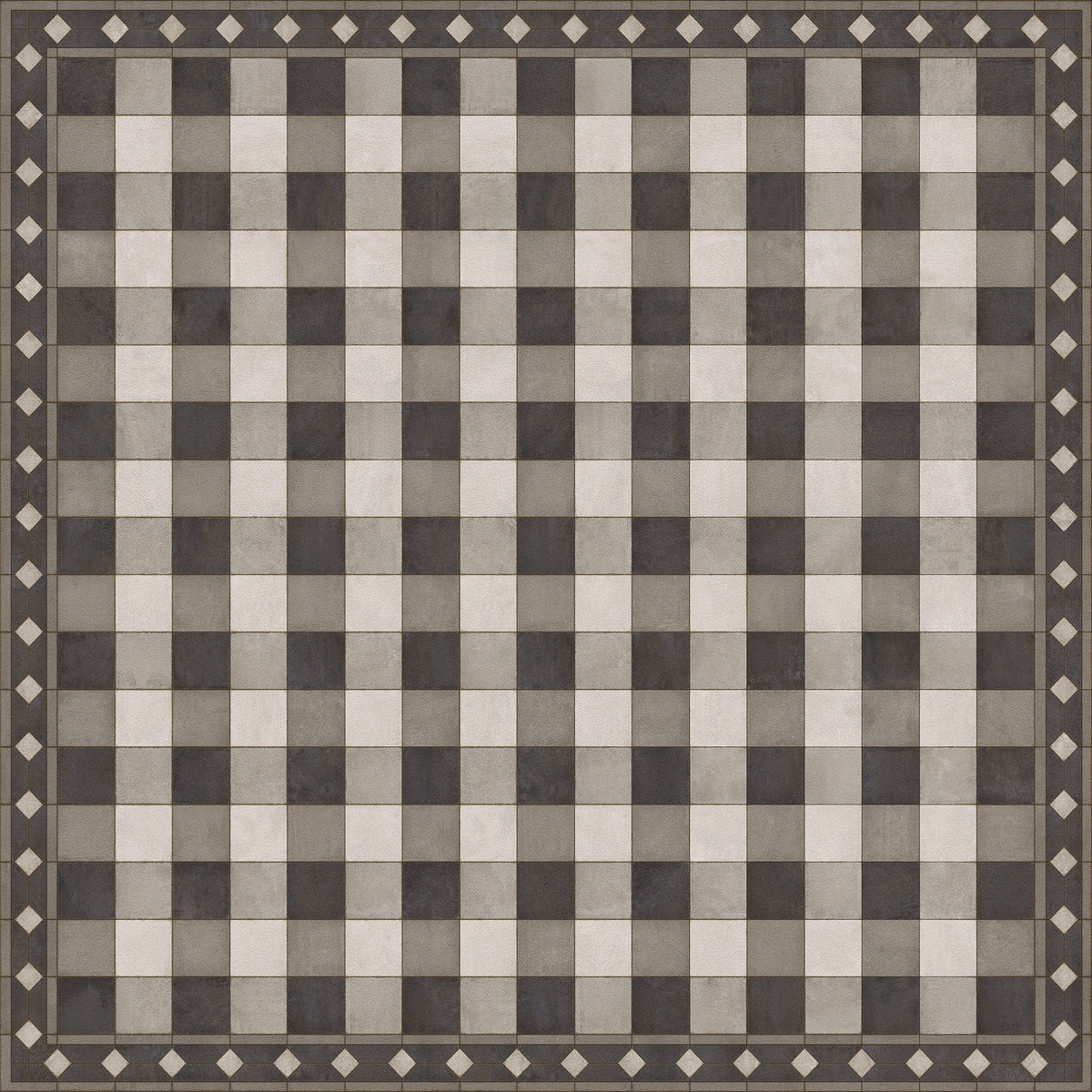 Vintage Vinyl Rug - Gingham Tile - Black