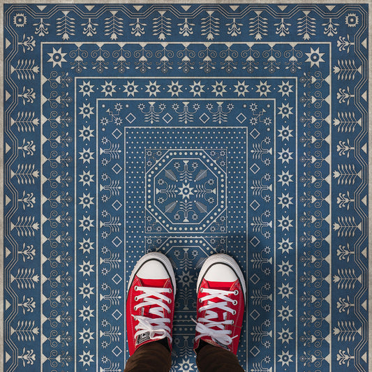 Vintage Vinyl Rug - Embroidery - The Waning Moon