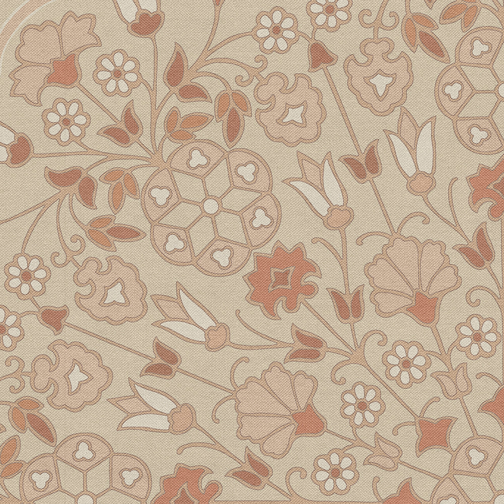 Vintage Vinyl Rug - Arabesque Bloom - Blush Parchment