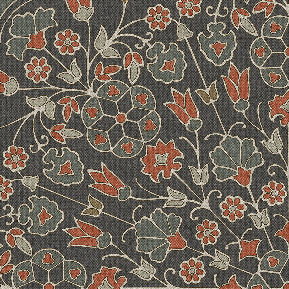 Vintage Vinyl Rug - Arabesque Bloom - Oxidized Petals