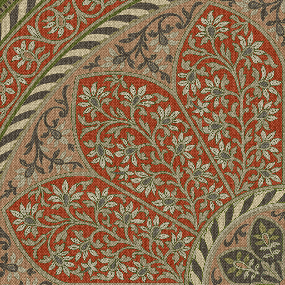 Vintage Vinyl Rug - Estate Tracery - Crimson Relic