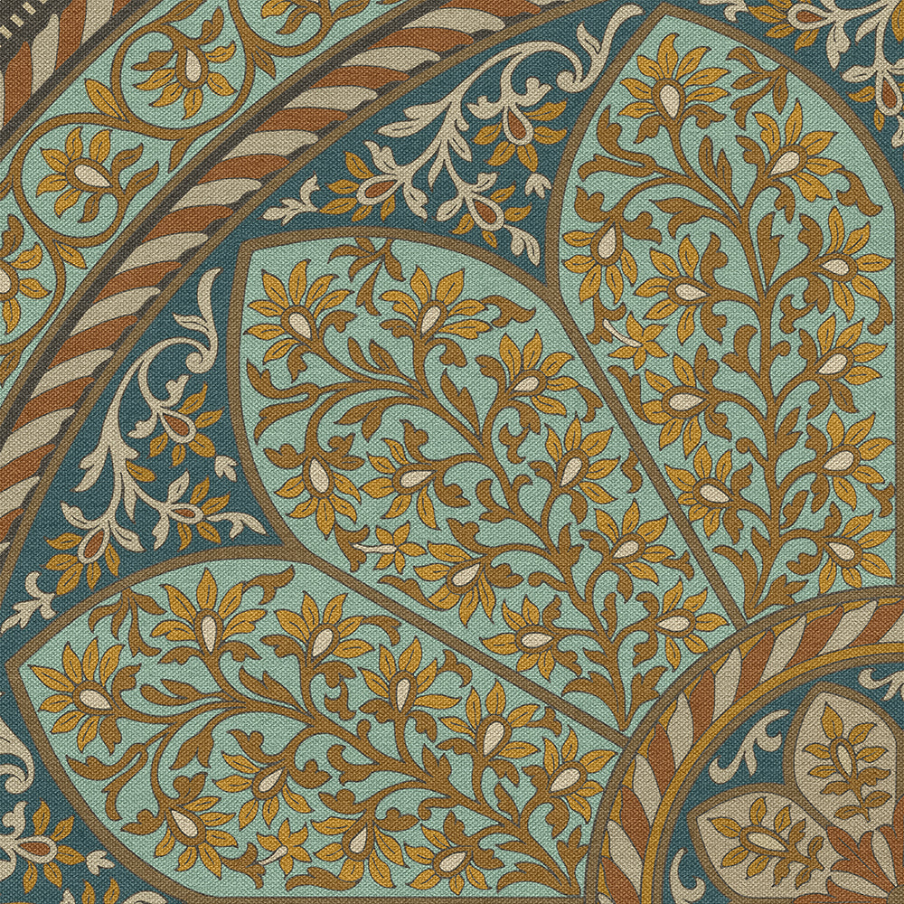 Vintage Vinyl Rug - Estate Tracery - Lapis Bloom