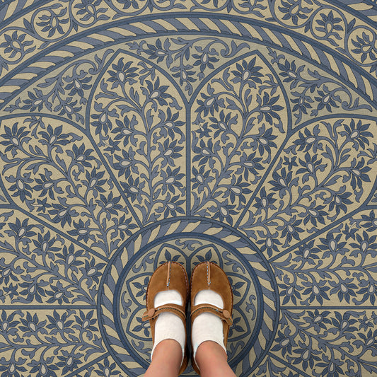 Vintage Vinyl Rug - Estate Tracery - Porcelain Garden