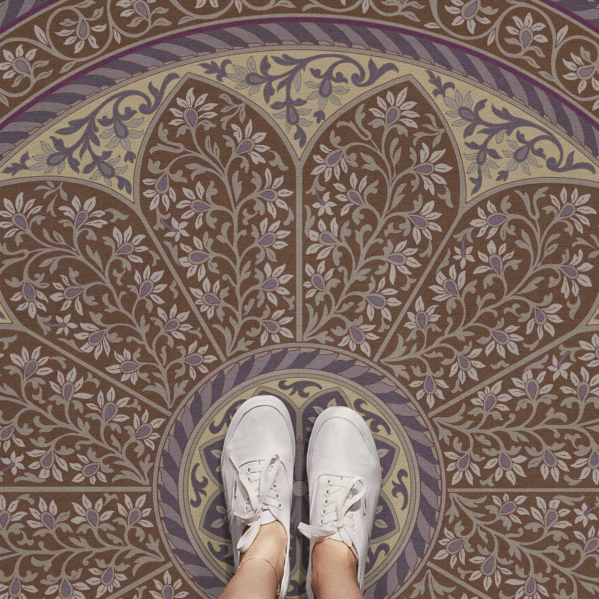Vintage Vinyl Rug - Estate Tracery - Wisteria Room