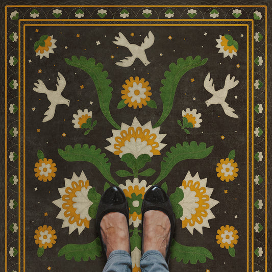 Vintage Vinyl Rug - Applique - The Greenest Dells