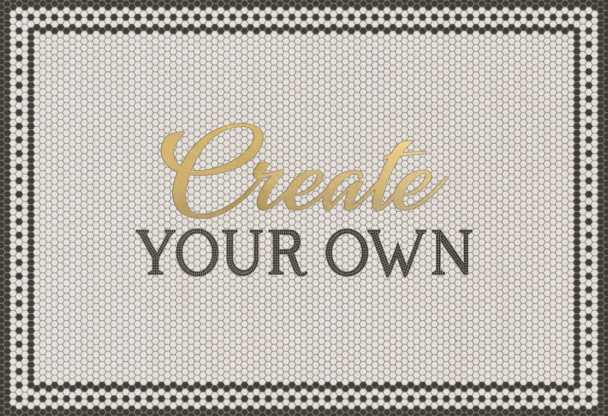 Vintage Vinyl Rug - Create Your Own Mosaic - Customized 8th Avenue with Gold Script