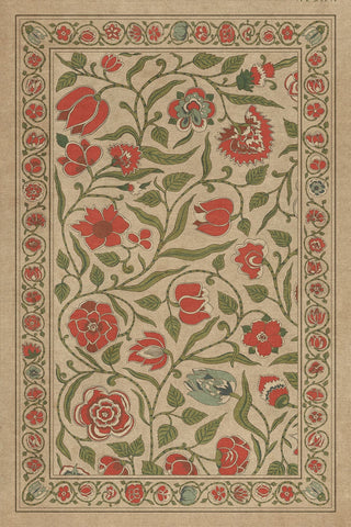 Vintage Vinyl Rug - Antique Floral - May We Live Together
