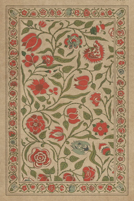 Vintage Vinyl Rug - Antique Floral - May We Live Together