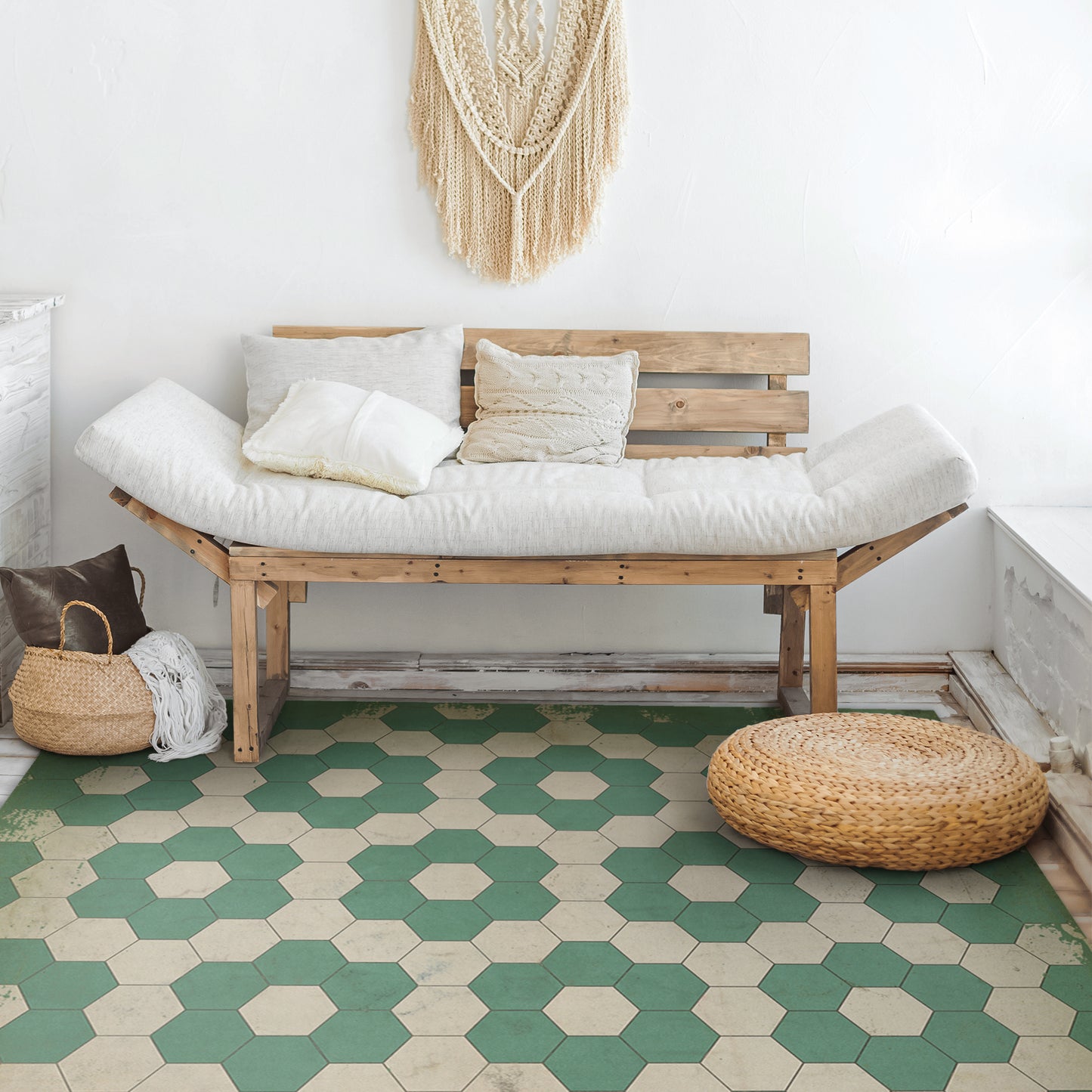 Vintage Vinyl Rug - Pattern 2 - Water Lilies