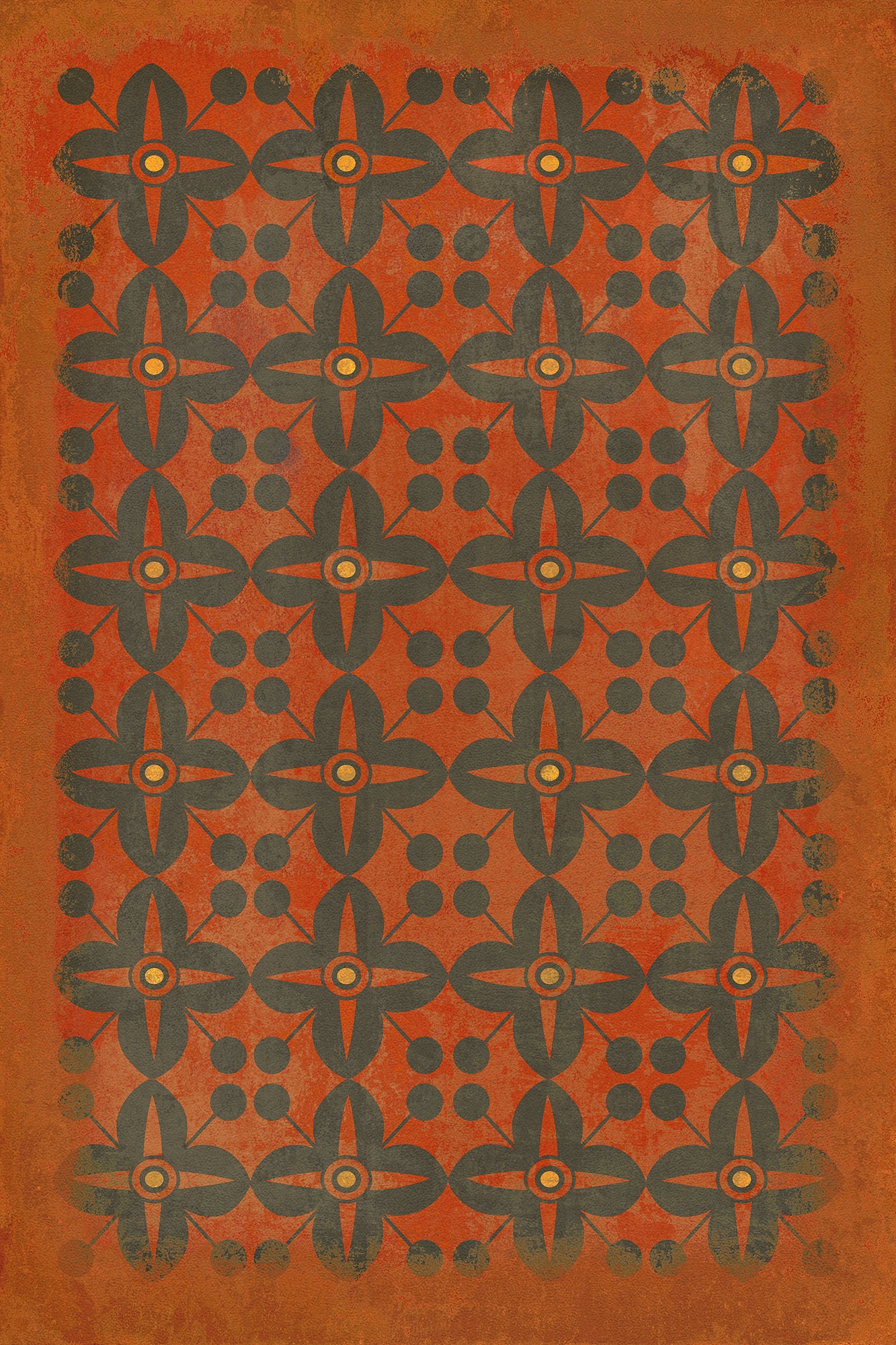 Vintage Vinyl Rug - Pattern 3 - Red Rum