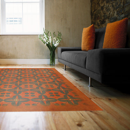 Vintage Vinyl Rug - Pattern 3 - Red Rum