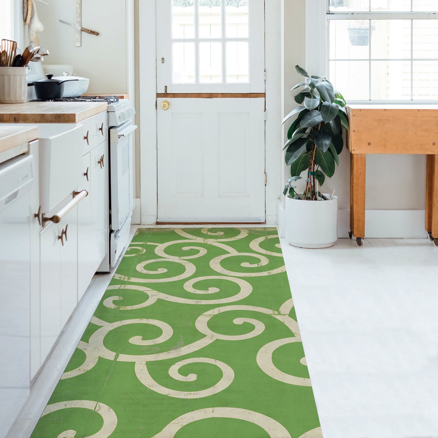 Vintage Vinyl Rug - Pattern 4 - The Sea of Green