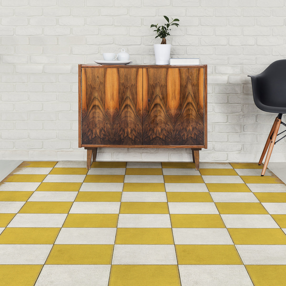Vintage Vinyl Rug - Pattern 7 - Check Yourself