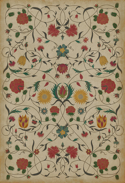 Vintage Vinyl Rug - Floral - Abigail