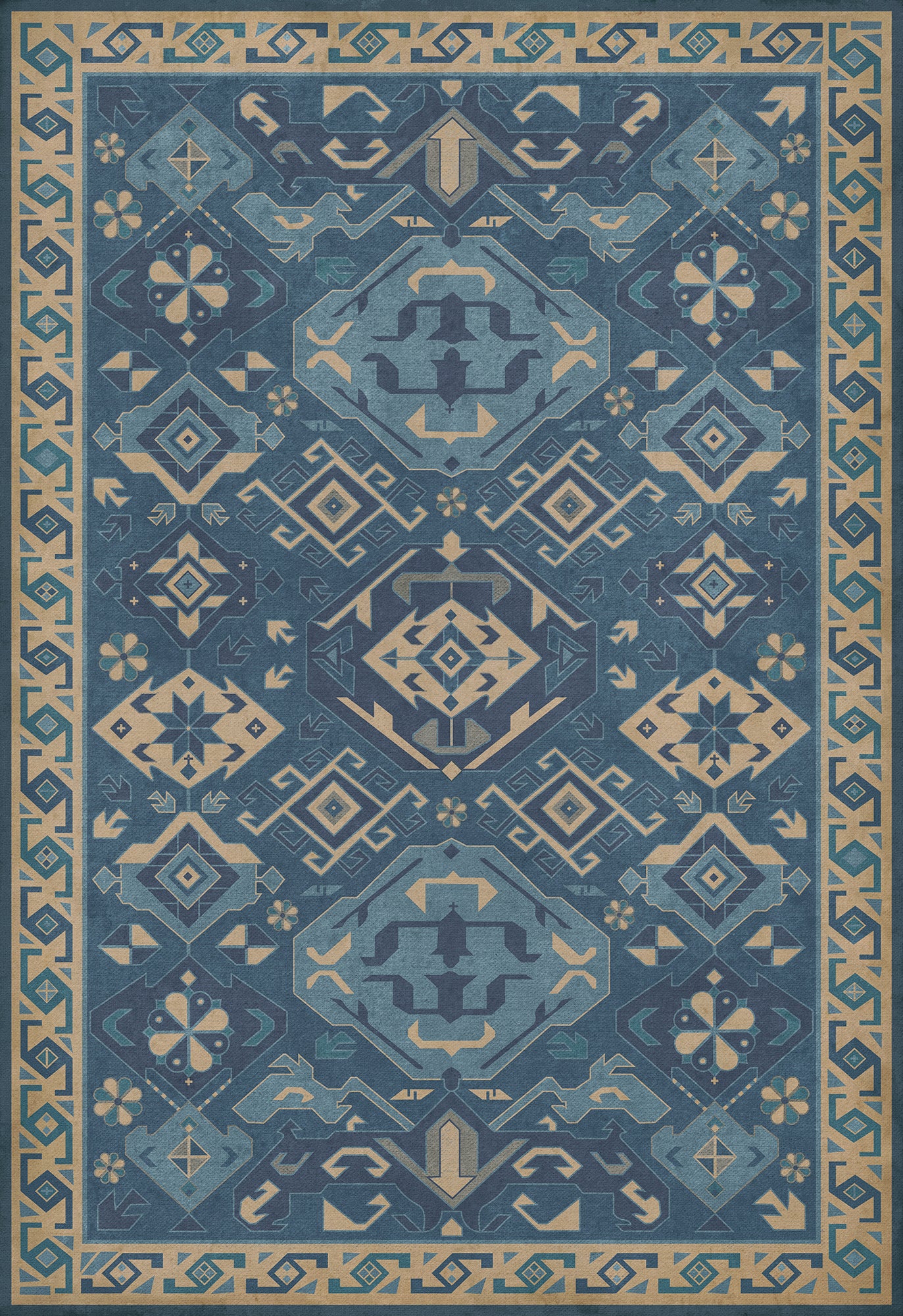 Vintage Vinyl Rug - Traditional - Indigo
