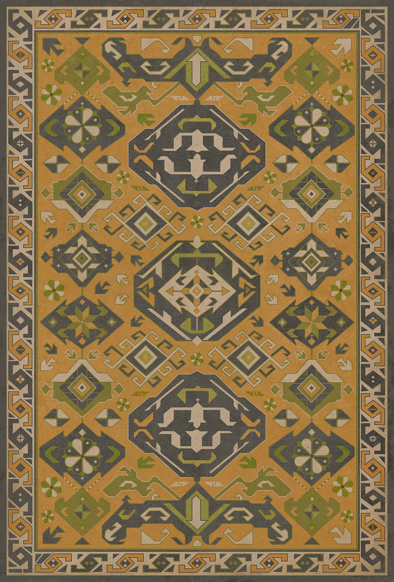 Vintage Vinyl Rug - Traditional - Mustard