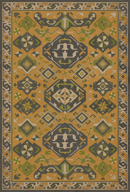 Vintage Vinyl Rug - Traditional - Mustard