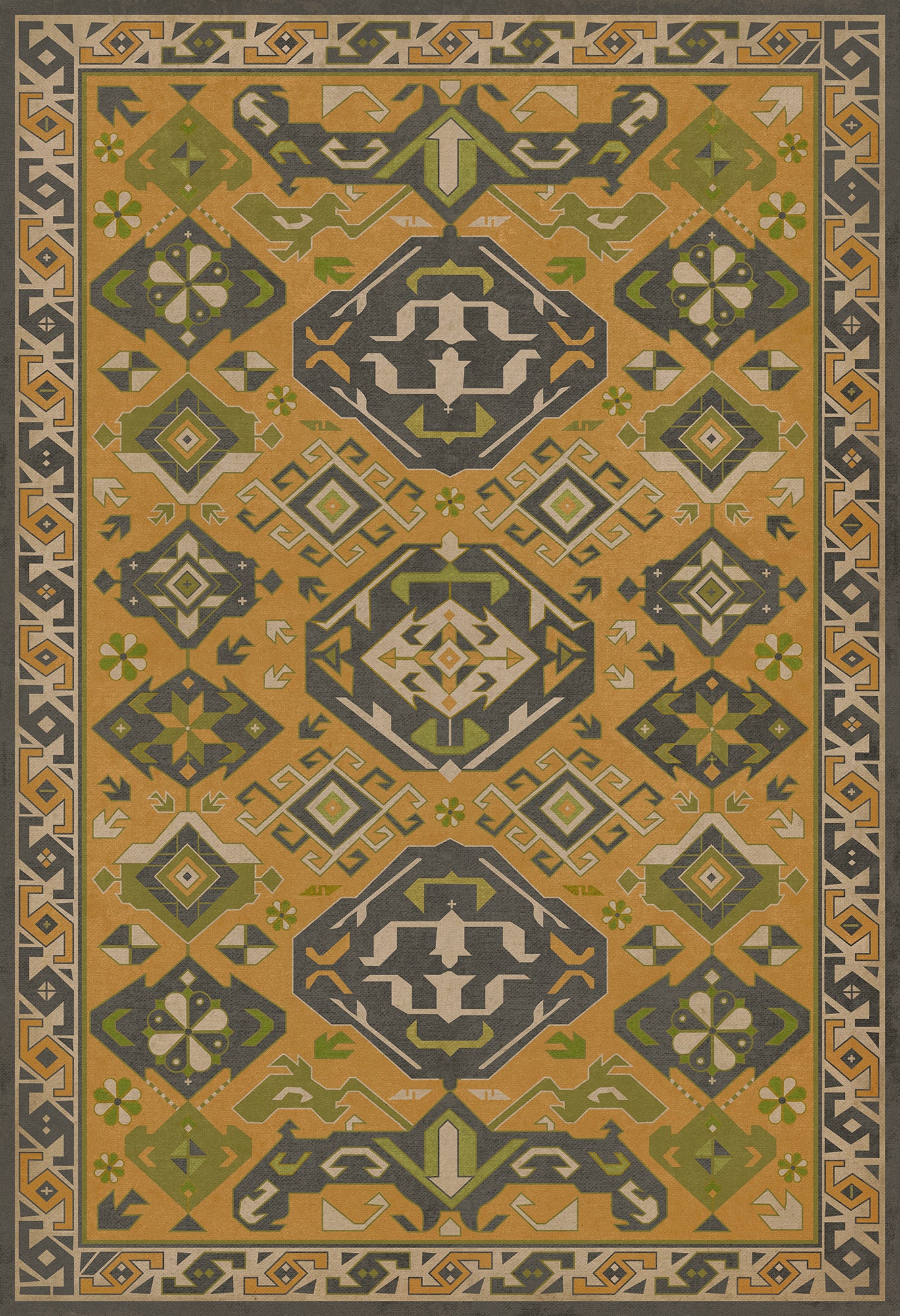 Vintage Vinyl Rug - Traditional - Mustard
