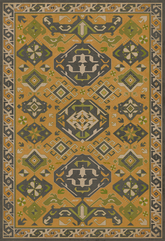 Vintage Vinyl Rug - Traditional - Mustard