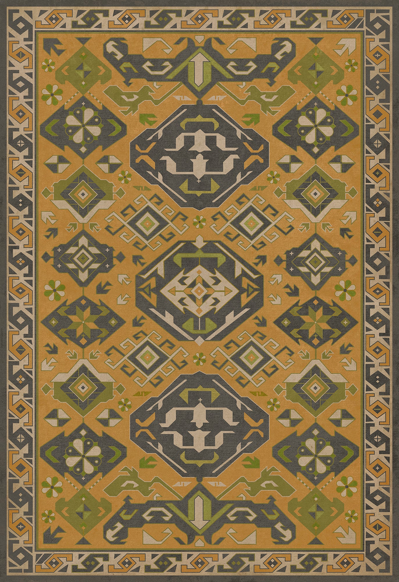 Vintage Vinyl Rug - Traditional - Mustard