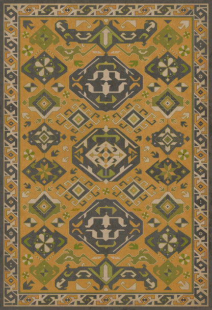 Vintage Vinyl Rug - Traditional - Mustard