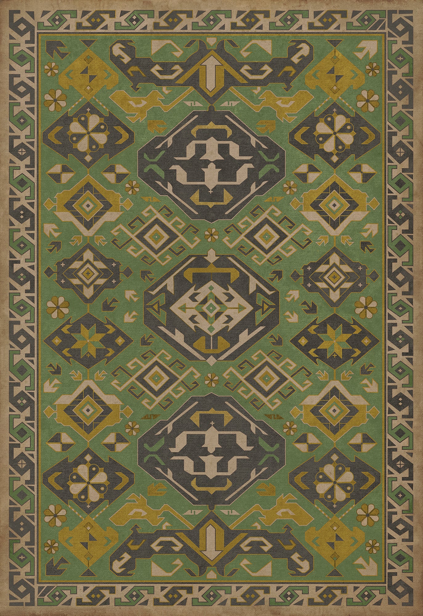 Vintage Vinyl Rug - Traditional - Sage