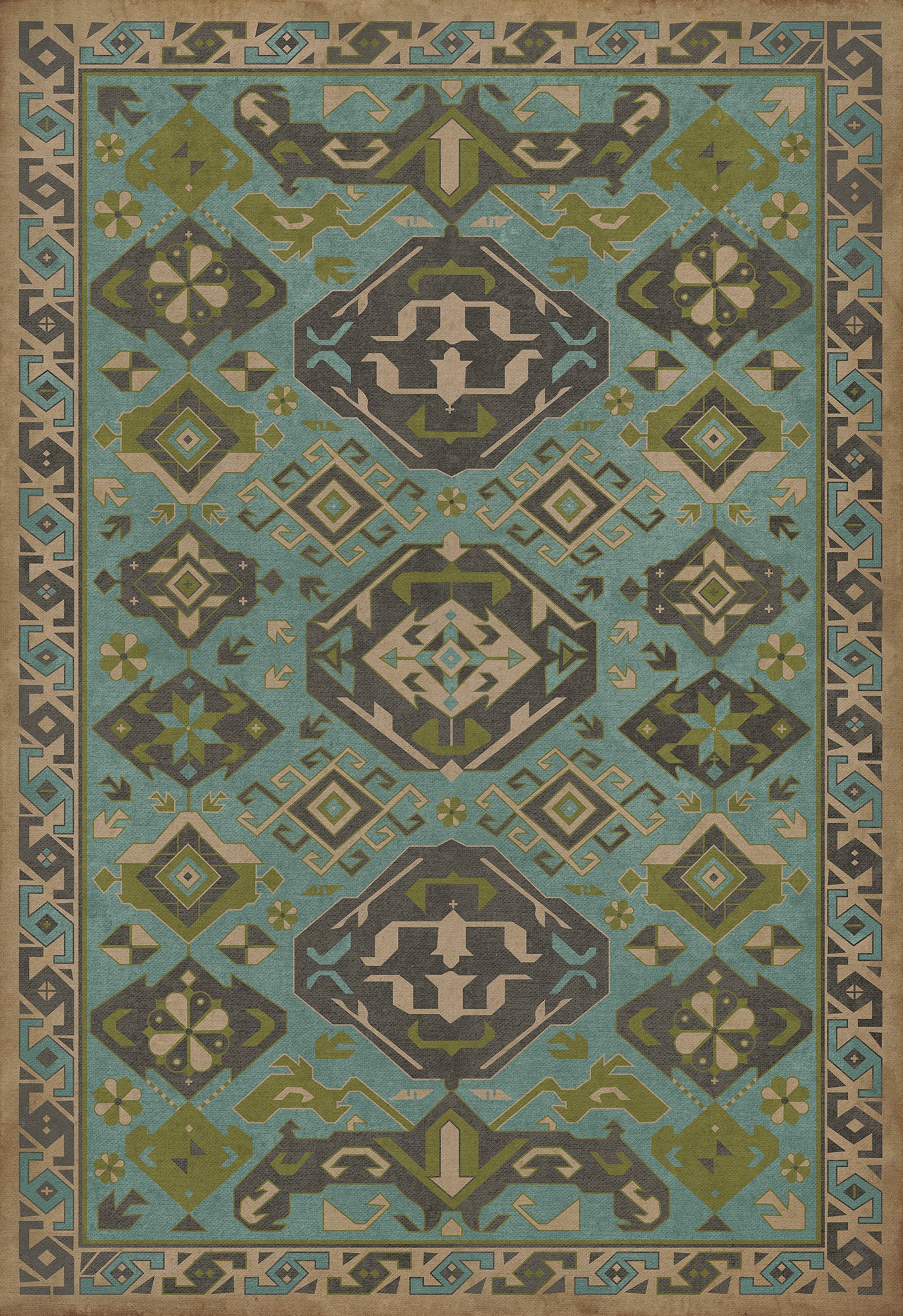 Vintage Vinyl Rug - Traditional - Stone Blue