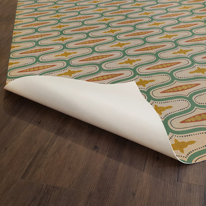 Vintage Vinyl Rug - Wavy Lines - Austen