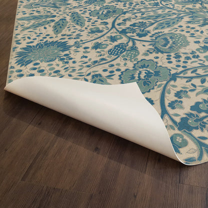 Vintage Vinyl Rug - Garden Gate - A slash of Blue