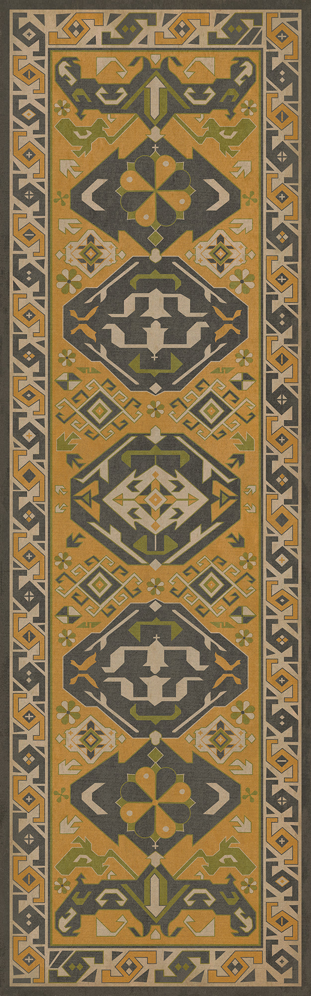 Vintage Vinyl Rug - Traditional - Mustard