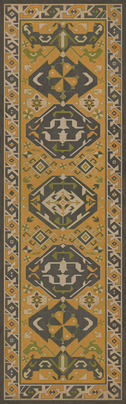 Vintage Vinyl Rug - Traditional - Mustard