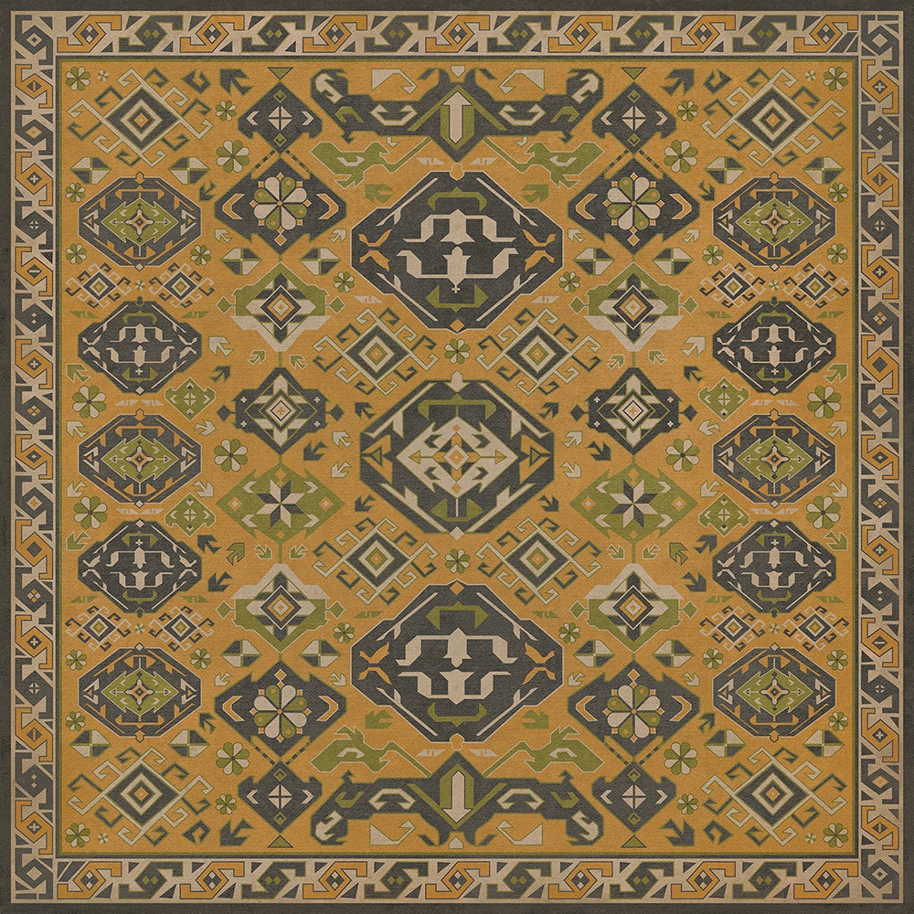Vintage Vinyl Rug - Traditional - Mustard