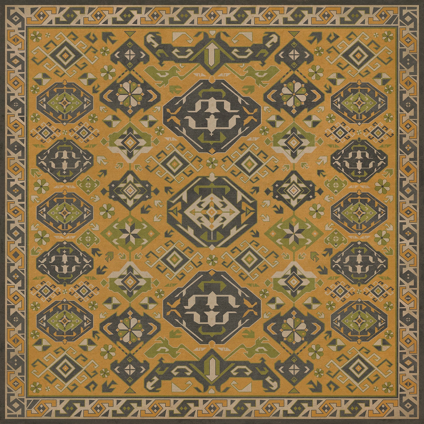 Vintage Vinyl Rug - Traditional - Mustard