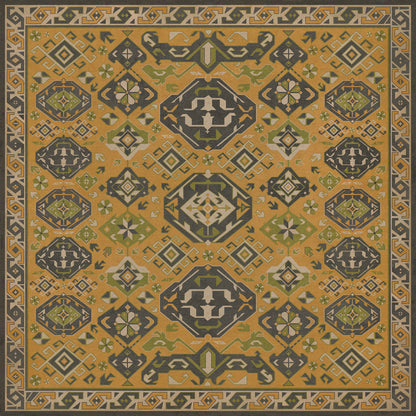 Vintage Vinyl Rug - Traditional - Mustard
