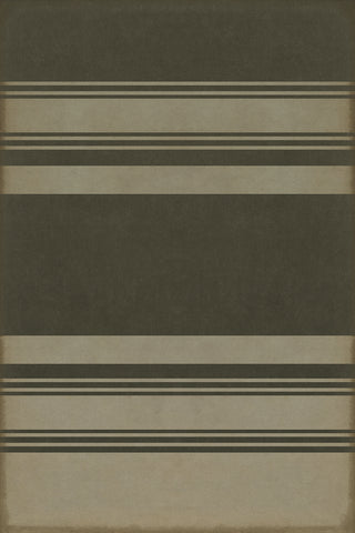 Vintage Vinyl Rug - Pattern 50 - Organic Stripes Black and Tan