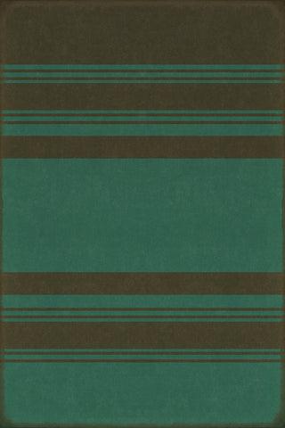 Vintage Vinyl Rug - Pattern 50 - Organic Stripes Black and Teal