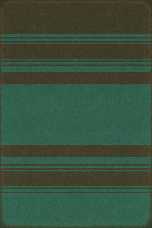 Vintage Vinyl Rug - Pattern 50 - Organic Stripes Black and Teal