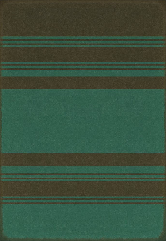 Vintage Vinyl Rug - Pattern 50 - Organic Stripes Black and Teal
