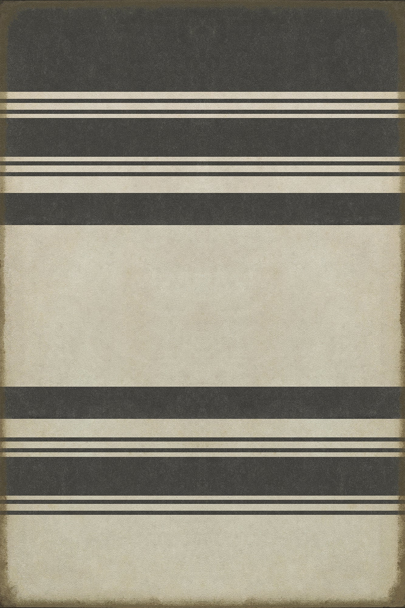 Vintage Vinyl Rug - Pattern 50 - Organic Stripes Black and White