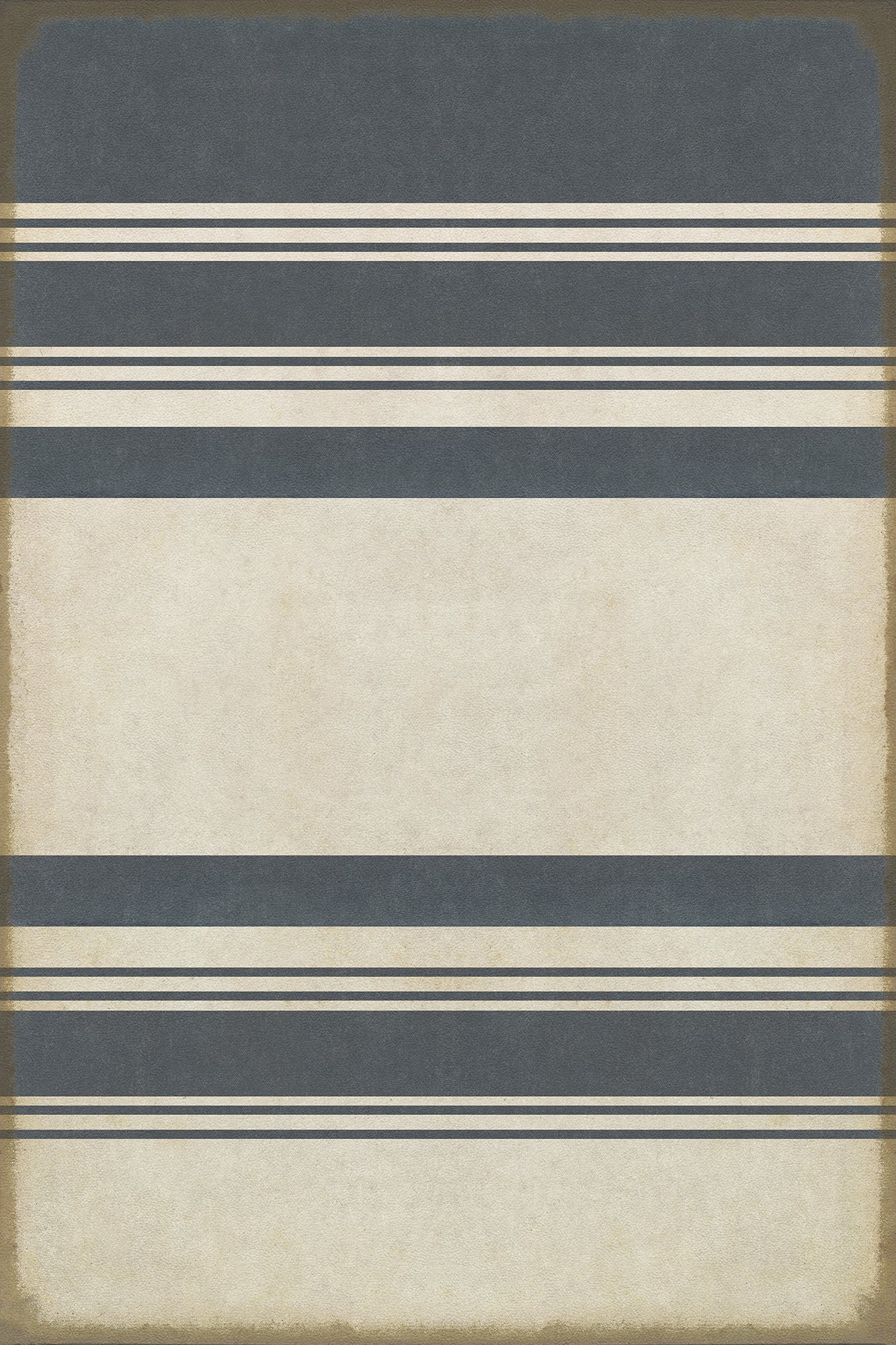 Vintage Vinyl Rug - Pattern 50 - Organic Stripes Blue and White