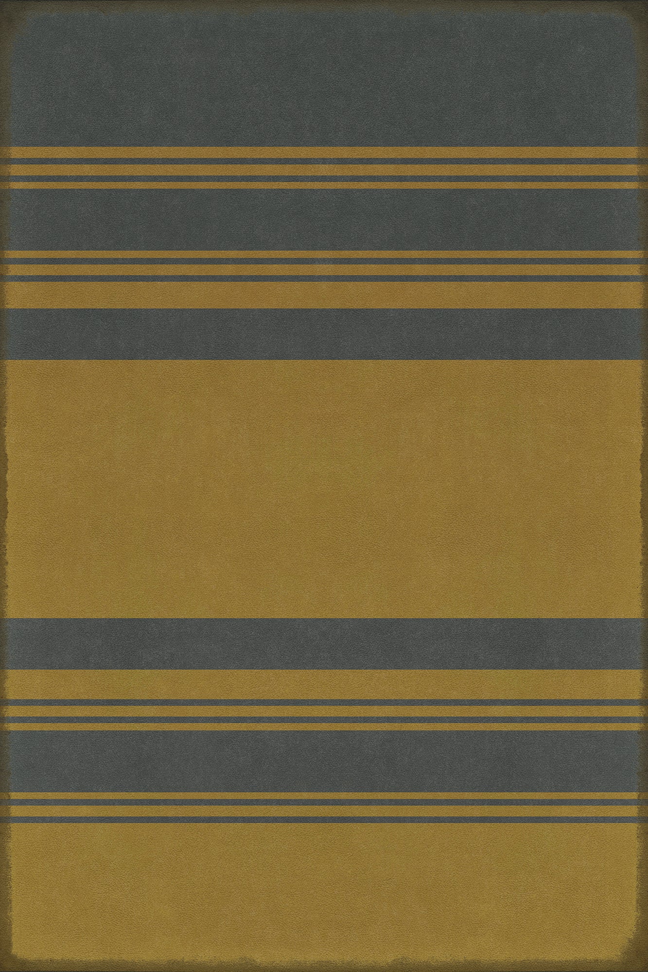 Vintage Vinyl Rug - Pattern 50 - Organic Stripes Blue and Yellow