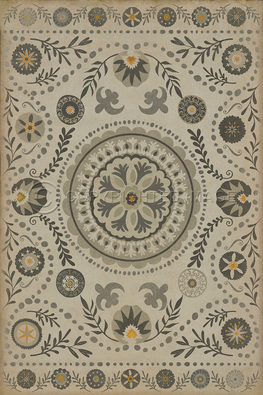 Vintage Vinyl Rug - Pattern 38 - Je Pense
