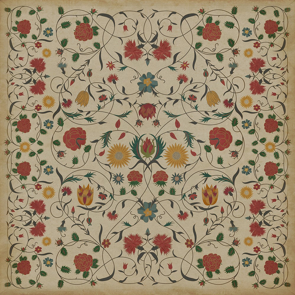 Vintage Vinyl Rug - Floral - Abigail