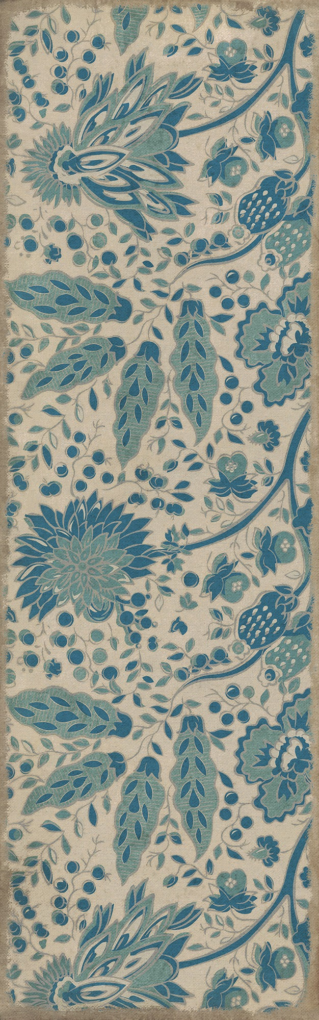 Vintage Vinyl Rug - Garden Gate - A slash of Blue