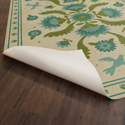 Vintage Vinyl Rug - Applique - Azure Moss