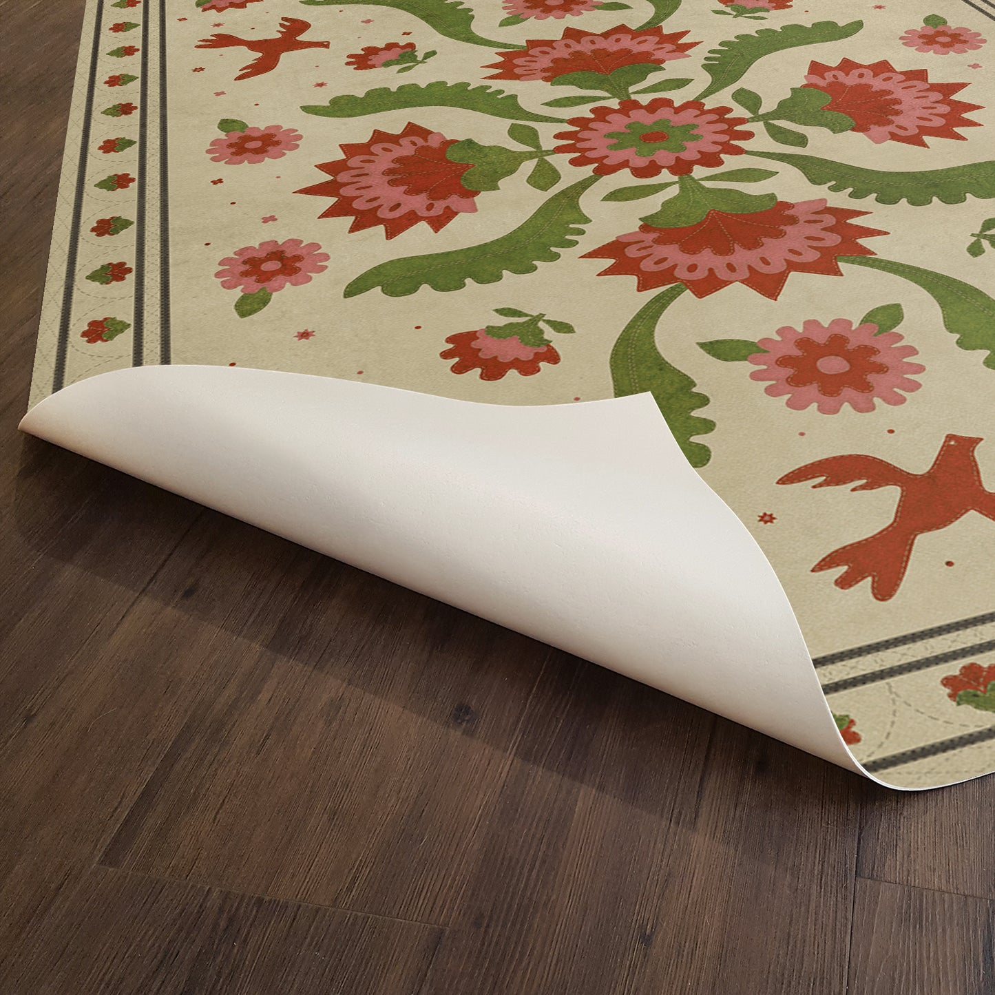 Vintage Vinyl Rug - Applique - The Frolic
