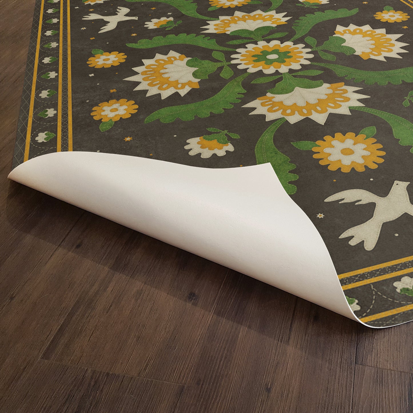 Vintage Vinyl Rug - Applique - The Greenest Dells